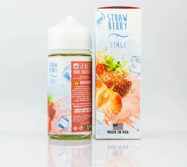 Рідина Skwezed Organic Strawberry Ice 100ml 3mg на органічному нікотині зі смаком полуниці з холодком