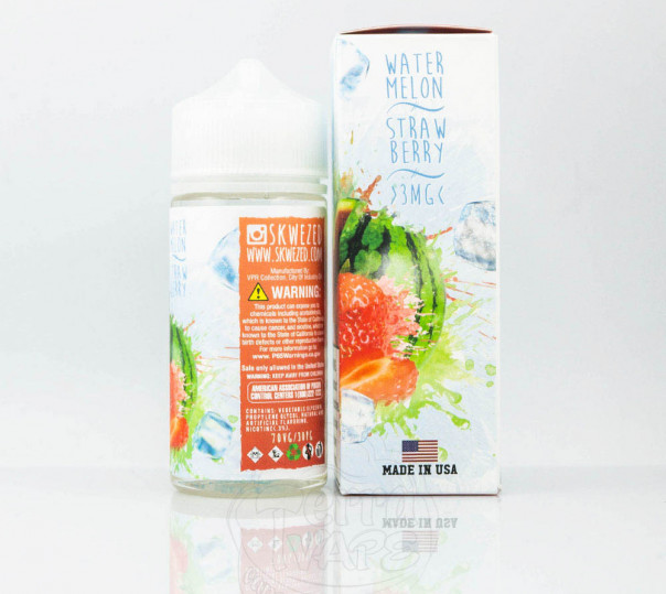 Рідина Skwezed Organic Watermelon Strawberry Ice 100ml 3mg на органічному нікотині зі смаком кавуна та полуниці з холодком