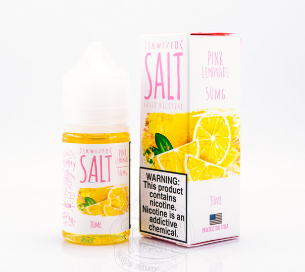 Рідина Skwezed Salt Pink Lemonade 30ml 50mg на сольовому нікотині зі смаком рожевого лимонаду