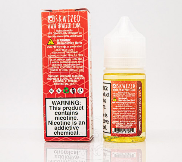 Рідина Skwezed Salt Watermelon Strawberry 30ml 25mg на сольовому нікотині зі смаком кавуна і полуниці