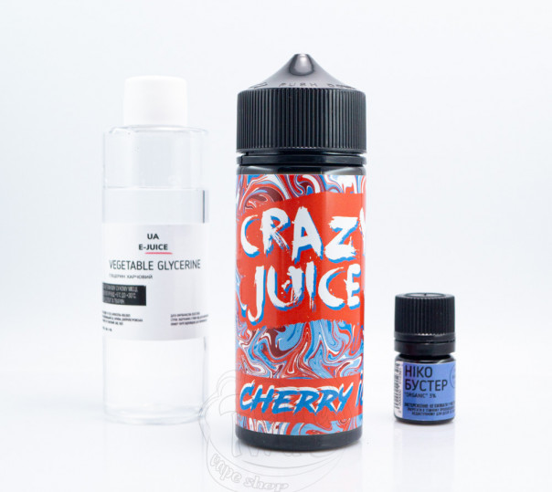 Рідина Crazy Juice Organic Cherry Ice 120ml 6mg зі смаком вишні з холодком (набір компонентів)