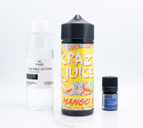 Жидкость Crazy Juice Organic Mango Ice 120ml 3mg со вкусом манго с холодком (набор компонентов)