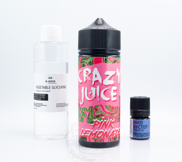 Жидкость Crazy Juice Organic Pink Lemonade 120ml 6mg со вкусом розового лимонада (набор компонентов)