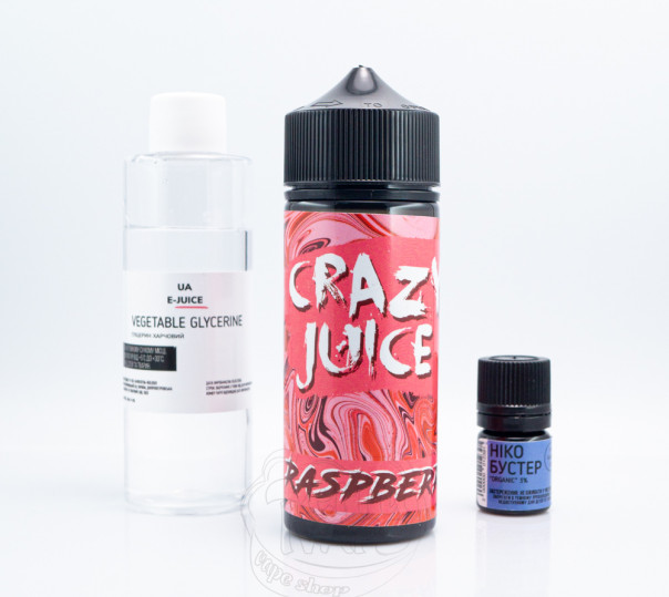 Жидкость Crazy Juice Organic Raspberry 120ml 6mg со вкусом малины (набор компонентов)