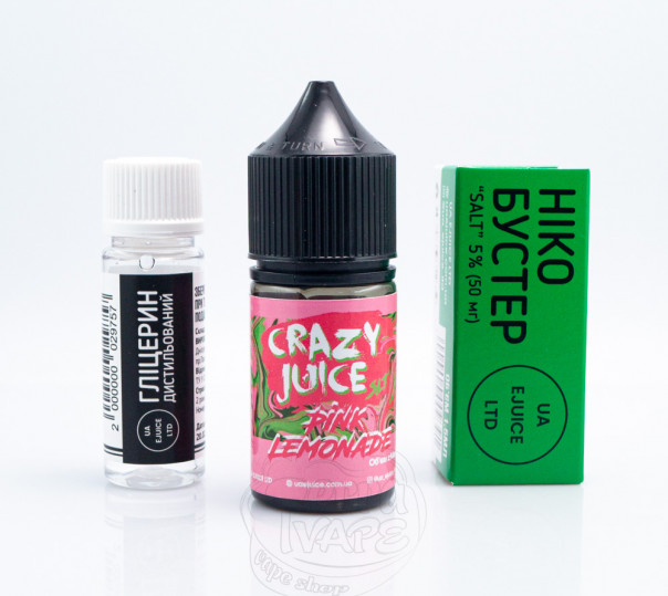 Жидкость Crazy Juice Salt Pink Lemonade 30ml 50mg со вкусом розового лимонада (набор компонентов)