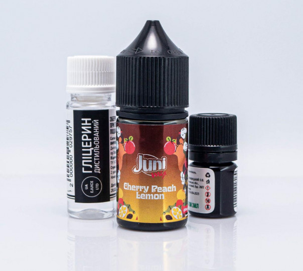 Жидкость Juni Mix Salt Cherry Peach Lemon 30ml 50mg со вкусом персика с вишней и лимоном (набор компонентов)