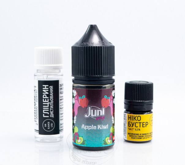 Рідина Juni Mix Salt Apple Kiwi 30ml 50mg зі смаком яблука та ківі (набір компонентів)