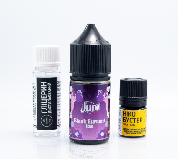 Жидкость Juni Mix Salt Black Currant Ice 30ml 65mg со вкусом черной смородины с холодком (набор компонентов)