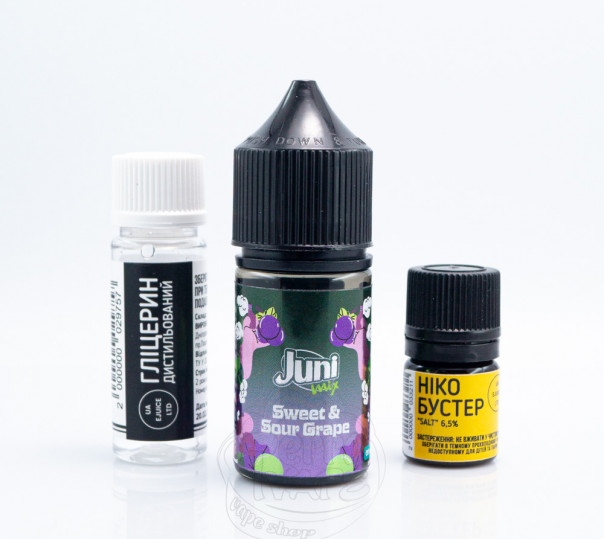 Рідина Juni Mix Salt Sweet & Sour Grape 30ml 65mg зі смаком кисло-солодкого винограду (набір компонентів)