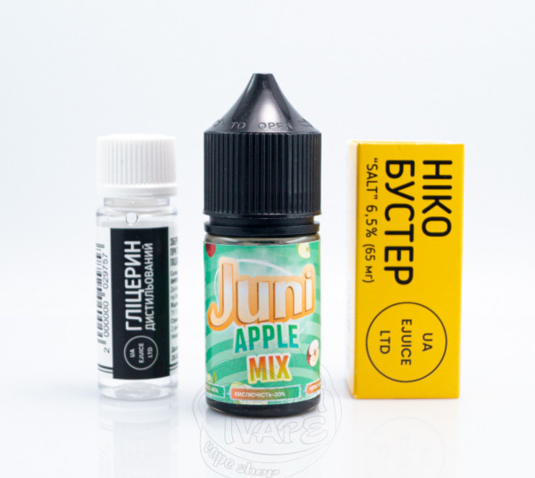 Рідина Juni Salt Apple Mix 30ml 50mg зі смаком яблука (набір компонентів)