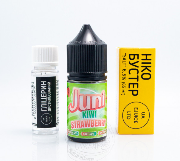 Рідина Juni Salt Kiwi Strawberry 30ml 65mg на сольовому нікотині зі смаком полуниці з ківі (набір)