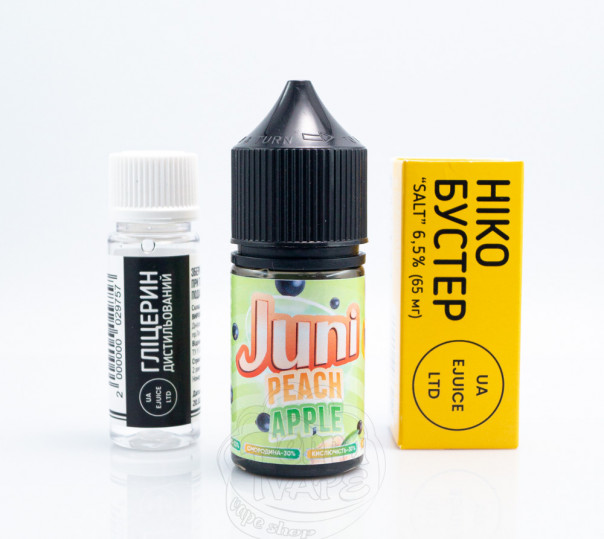 Рідина Juni Salt Peach Apple 30ml 65mg на сольовому нікотині зі смаком персика і яблука (набір)