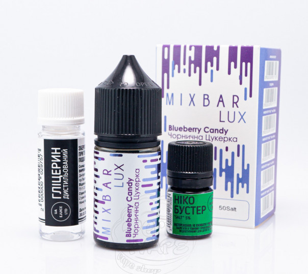 Рідина Mix Bar Lux Salt Blueberry Candy 30ml 65mg зі смаком чорничної цукерки (набір компонентів)