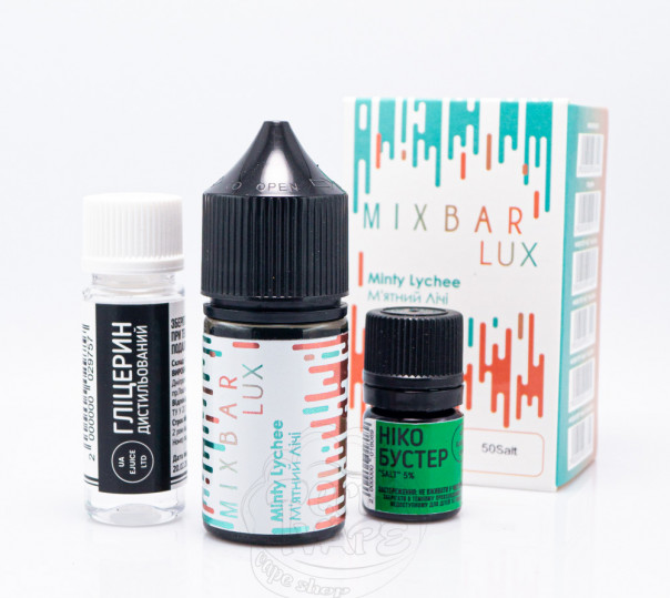 Рідина Mix Bar Lux Salt Minty Lychee 30ml 65mg зі смаком лічі з м'ятою (набір компонентів)