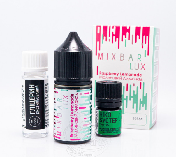 Рідина Mix Bar Lux Salt Raspberry Lemonade 30ml 65mg зі смаком малинового лимонаду (набір компонентів)