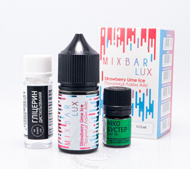 Рідина Mix Bar Lux Salt Strawberry Lime Ice 30ml 50mg зі смаком прохолодної полуниці та лайму (набір компонентів)