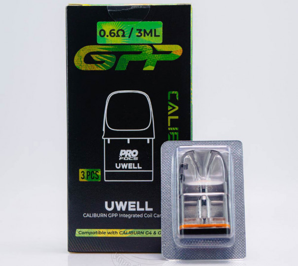 Картридж Uwell GPP Pod Cartridge 3ml 0.6Ом для многоразовой POD системы Caliburn G4, G4 Mini, G4 Pro, G3, GK3, G3 ECO, G3 Lite, G3 Pro, GK3 Pro, G4, G4 Pro, G4 Mini