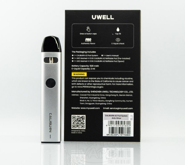 Uwell Caliburn A2 Pod Kit 520mAh Многоразовая POD система