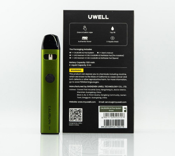 Uwell Caliburn A2 Pod Kit 520mAh Многоразовая POD система