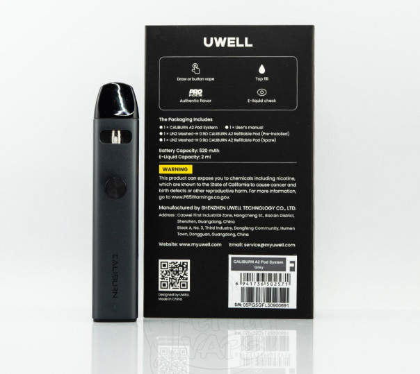 Uwell Caliburn A2 Pod Kit 520mAh Многоразовая POD система