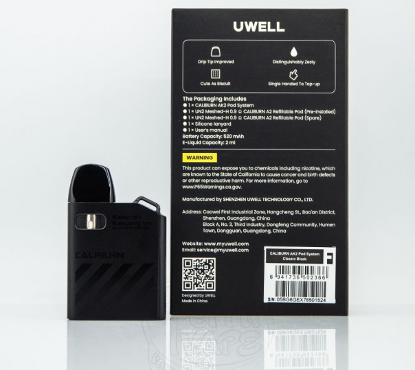 Uwell Caliburn AK2 Pod Kit 520mAh Многоразовая POD система