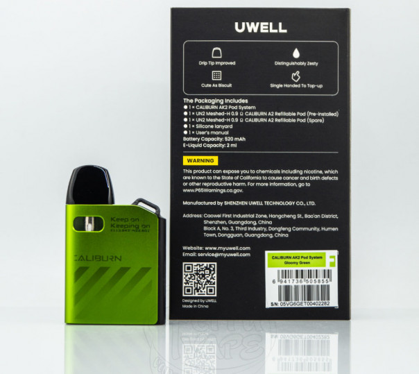 Uwell Caliburn AK2 Pod Kit 520mAh Многоразовая POD система