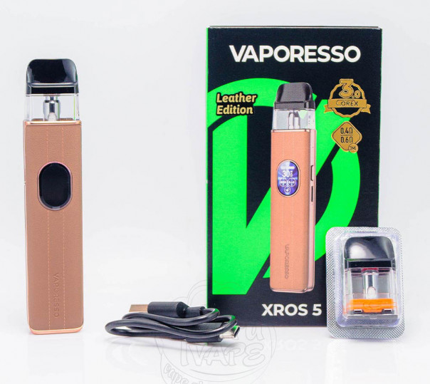 Vaporesso XROS 5 Pod Kit 1500mAh Brown Leather Багаторазова POD система