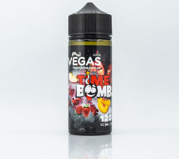 Рідина Vegas Max Organic Time Bomb 100ml 0mg без нікотину зі смаком персика, полуниці та яблука