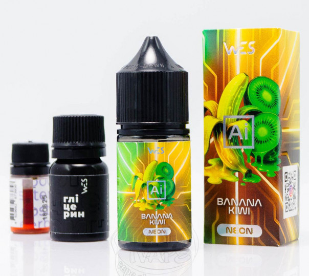 Жидкость WES AI Neon Salt Banana Kiwi 30ml 50mg со вкусом банана и киви (набор компонентов)