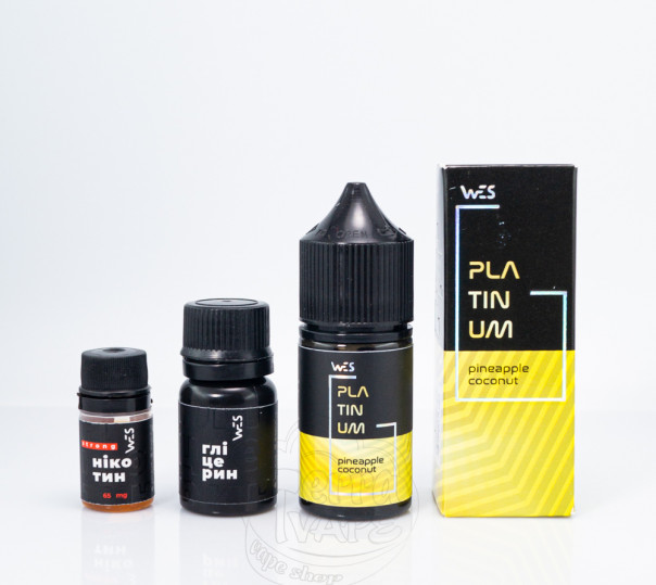 Рідина WES Platinum Salt Pineapple Coconut 30ml 65mg зі смаком ананасу та кокосу (набір компонентів)