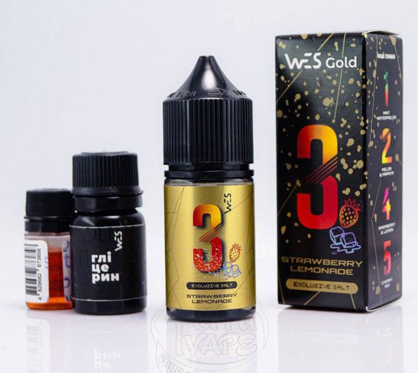 Рідина Wes Gold Line Salt #3 Strawberry Lemonade 30ml 65mg зі смаком полуничного лимонаду (набір компонентів)