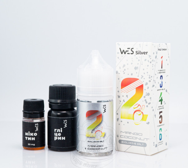 Рідина WES Silver Salt #2 Mango&Coconut 30ml 50mg зі смаком манго і кокоса (набір компонентів)