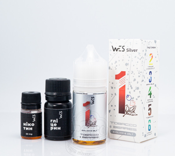 Рідина WES Silver Salt #1 Tobacco&Berries 30ml 65mg зі смаком тютюну з ягодами (набір компонентів)