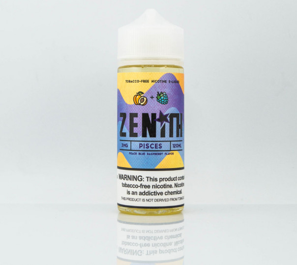 Рідина Zenith Organic Pisces 120ml 3mg на органічному нікотині зі смаком персика та блакитної малини