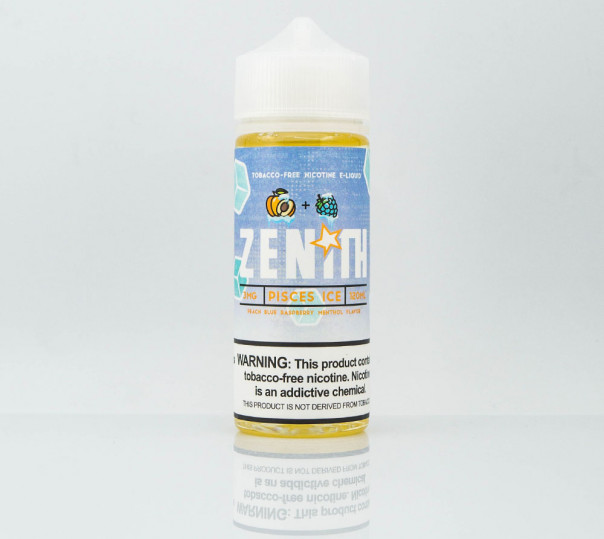 Рідина Zenith Organic Pisces Ice 120ml 3mg на органічному нікотині зі смаком персика і блакитної малини з холодком