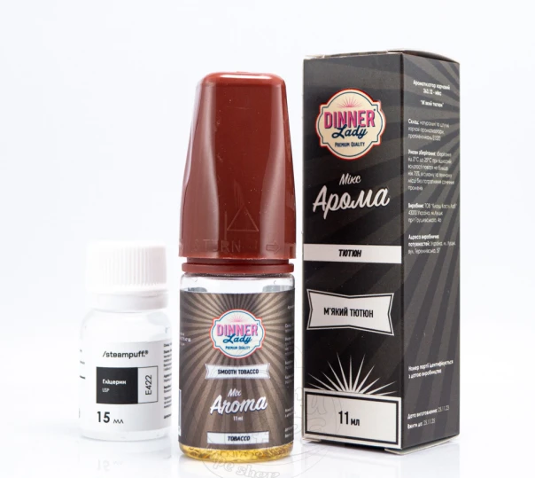 Жидкость Dinner Lady Salt Smooth Tobacco 30ml 50mg со вкусом мягкого табака (набор компонентов)