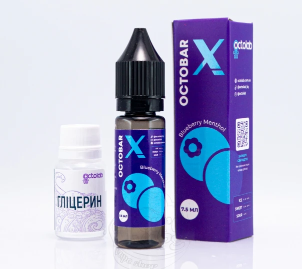 Жидкость Octobar X Salt Blueberry Menthol 15ml 50mg со вкусом черники с ментолом (набор компонентов)