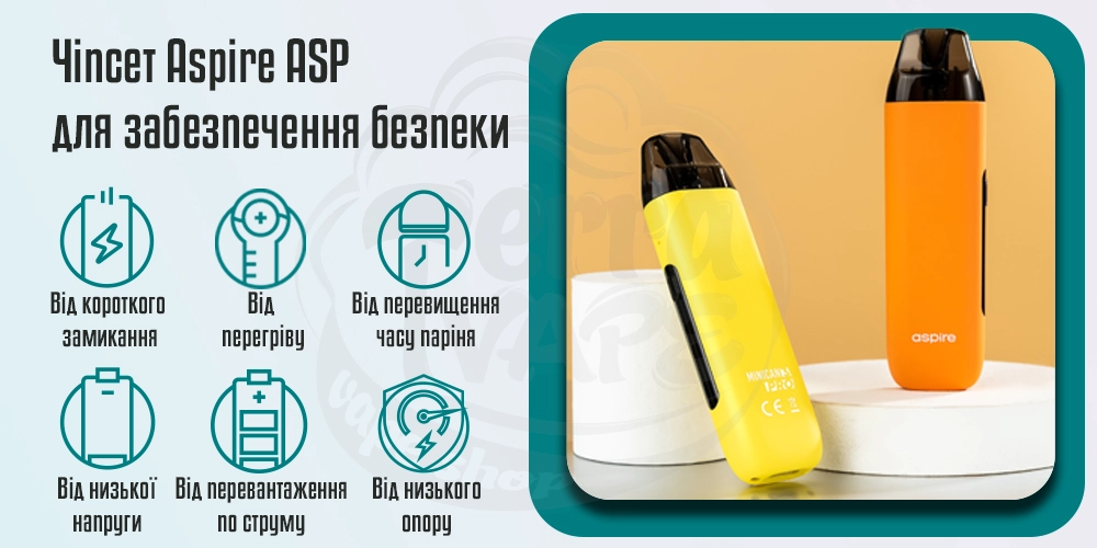 Функції безпеки Aspire Minican 3 Pro Pod System Kit