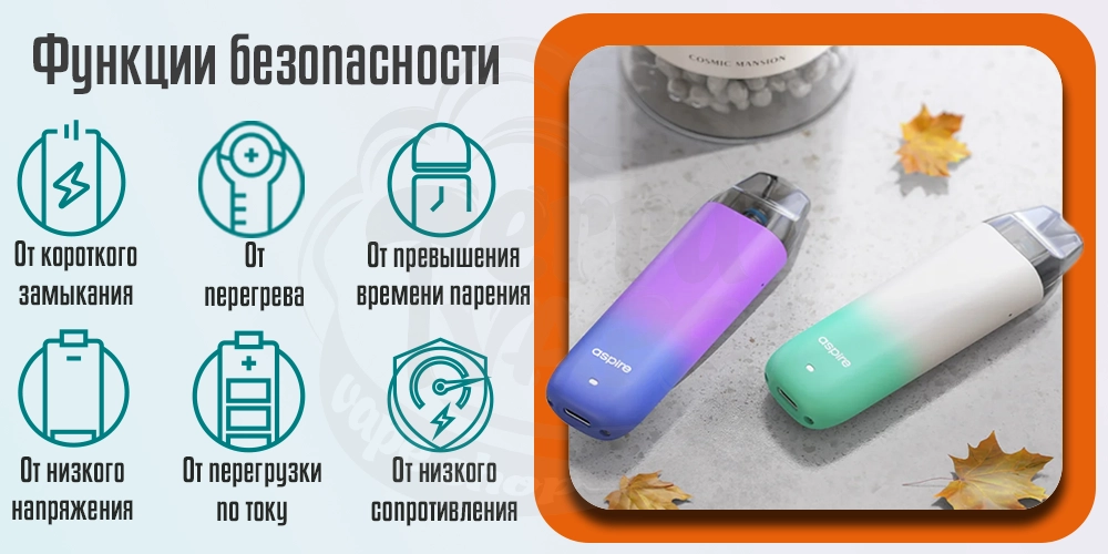 Функции безопасности Aspire Minican 3 Pod Device