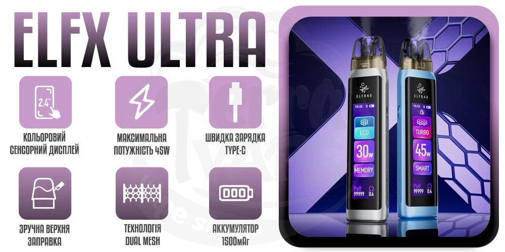 Основні характеристики Elf Bar ELFX Ultra Pod Kit