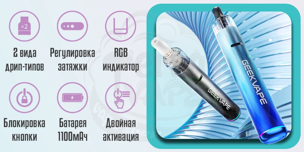 Основные характеристики Geekvape Wenax S3 Pod System Kit 1100mAh