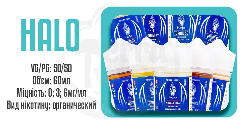 Параметри рідини на органічному нікотині Halo Organic 60ml