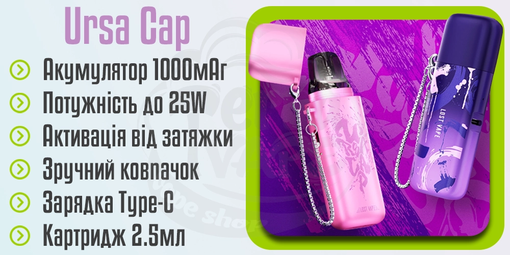 Основні характеристики Lost Vape Ursa Cap Pod Kit