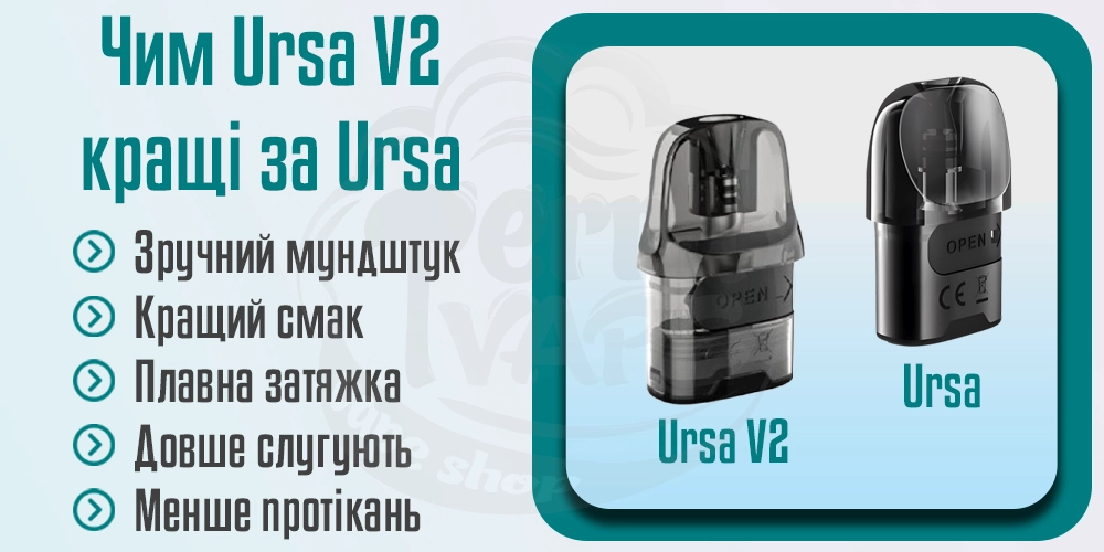 Основні відмінності картриджів Lost Vape Ursa Pod V2