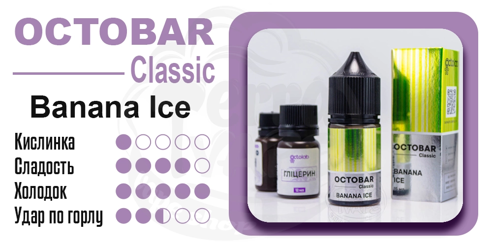 Параметры вкуса Octobar Classic Banana Ice Salt 30ml 50mg