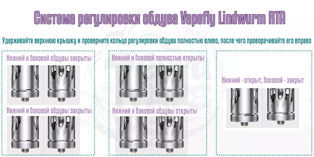 Система регулировки в баке Vapefly Lindwurm RTA