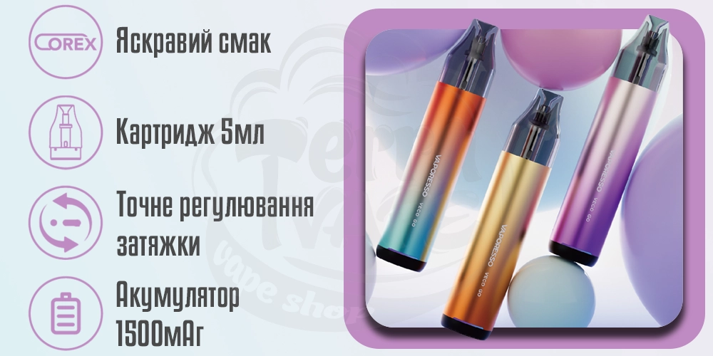 Основні характеристики Vaporesso VECO GO Pod Kit