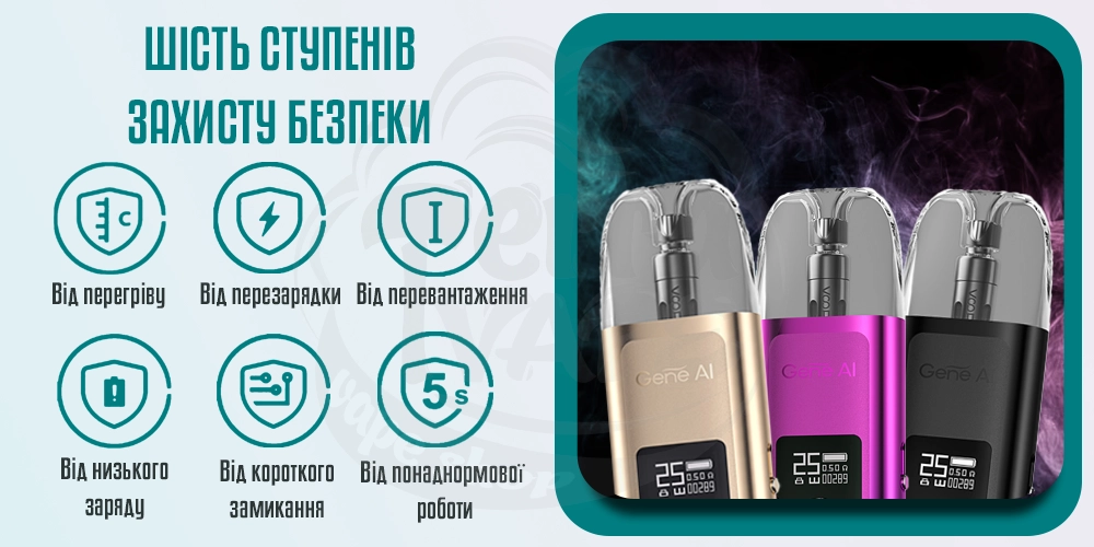 Функції безпеки Voopoo Argus G Pod Kit