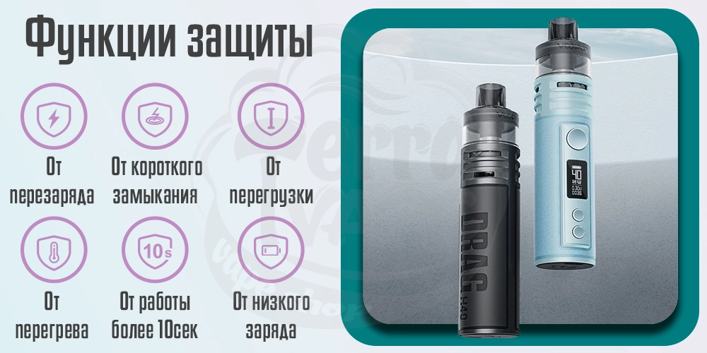 Функции защиты Voopoo Drag H40 Pod Kit