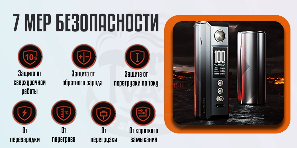 Безопасность в бокс-моде Voopoo Drag M100S Box Mod